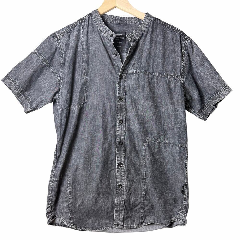 Publish Short Sleeve Button-Down Short Sleeve Shirt Washed Black Womens M